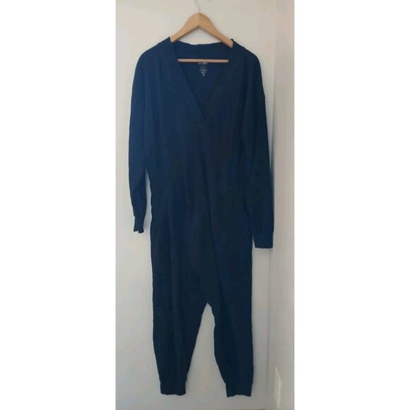 Natural Life Johnnie Jumpsuit Size Small Black Cotton L/S V Neck Oversized Boho - Picture 1 of 9